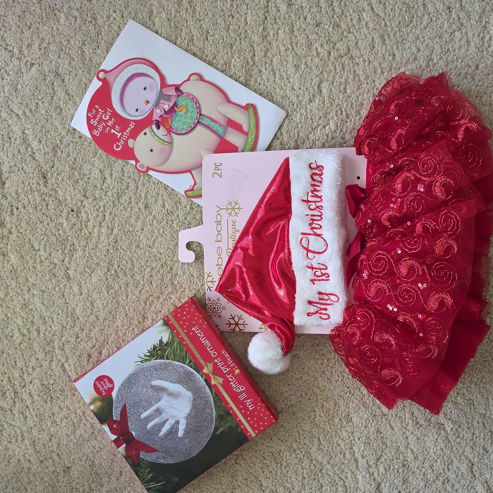 NWT: 4-PIECE BUNDLE BeBe BABY'S "My 1st Christmas"